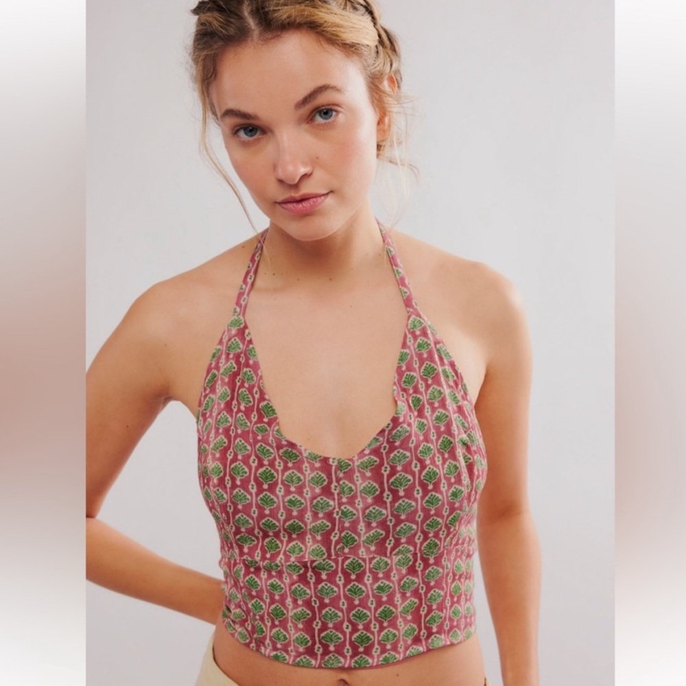 Free People Rae Halter Top-Rosewood Combo